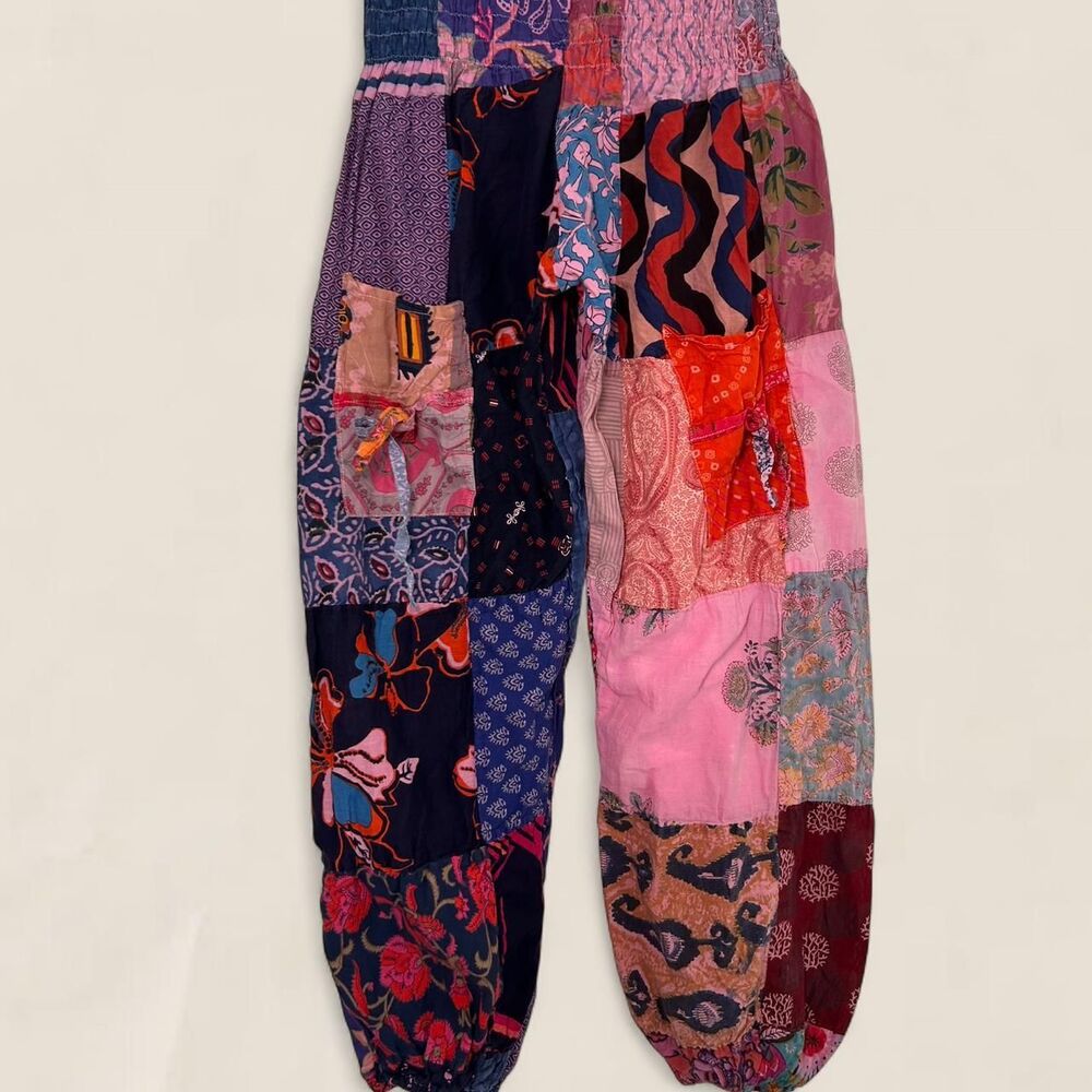 Vintage Boho Patchwork Balloon Pants |Medium Boho Hippie Whimsy Indie Maximalist - Picture 5 of 6